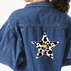 Cowprint w/Cowboy Twill Iron On Patch - Custom Shape - 2XL - Set of 4 (Personalized)