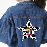 Cowprint w/Cowboy Twill Iron On Patch - Custom Shape - 3XL - Set of 4 (Personalized)