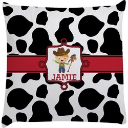 Cowprint w/Cowboy Decorative Pillow Case (Personalized)