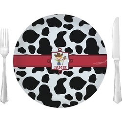 Cowprint w/Cowboy Glass Lunch / Dinner Plate 10" (Personalized)