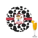 Cowprint w/Cowboy Printed Drink Topper - 2.15" (Personalized)