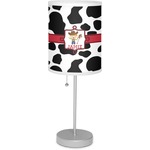 Cowprint w/Cowboy 7" Drum Lamp with Shade Linen (Personalized)