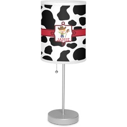 Cowprint w/Cowboy 7" Drum Lamp with Shade Linen (Personalized)