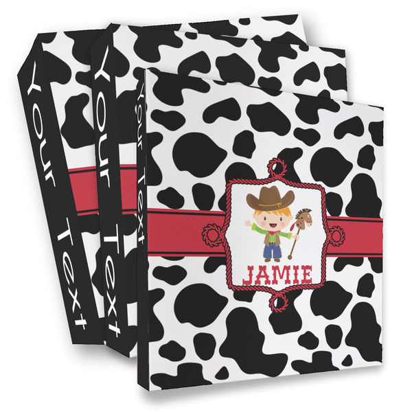 Custom Cowprint w/Cowboy 3 Ring Binder - Full Wrap (Personalized)