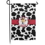 Cowprint w/Cowboy Small Garden Flag - Double Sided w/ Name or Text