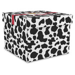 Cowprint w/Cowboy Gift Box with Lid - Canvas Wrapped - X-Large (Personalized)