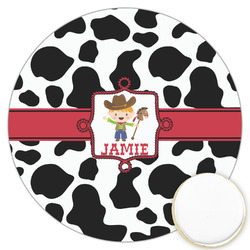 Cowprint w/Cowboy Printed Cookie Topper - 3.25" (Personalized)