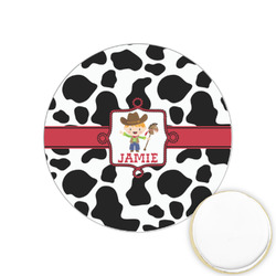 Cowprint w/Cowboy Printed Cookie Topper - 1.25" (Personalized)