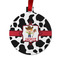 Cowprint w/Cowboy Metal Ball Ornament - Front