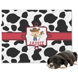 Cowprint w/Cowboy Dog Blanket - Large (Personalized)
