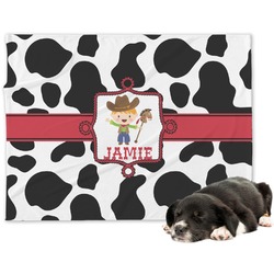 Cowprint w/Cowboy Dog Blanket - Regular (Personalized)