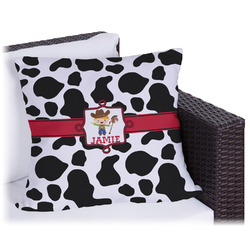 Cowprint w/Cowboy Outdoor Pillow - 16" (Personalized)