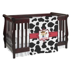 Cowprint w/Cowboy Baby Blanket (Single Sided) (Personalized)