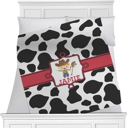 Cowprint w/Cowboy Minky Blanket - Twin / Full - 80"x60" - Double Sided (Personalized)