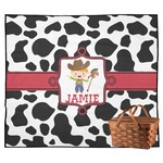 Cowprint w/Cowboy Outdoor Picnic Blanket (Personalized)