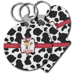 Cowprint w/Cowboy Plastic Keychain (Personalized)