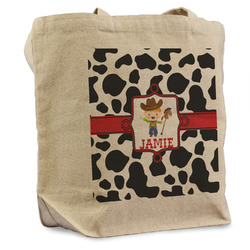 Cowprint w/Cowboy Reusable Cotton Grocery Bag - Single (Personalized)