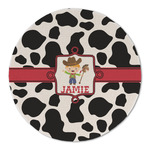 Cowprint w/Cowboy Round Linen Placemat (Personalized)