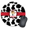 Cowprint w/Cowboy Round Mouse Pad