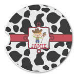 Cowprint w/Cowboy Sandstone Car Coaster - Single (Personalized)