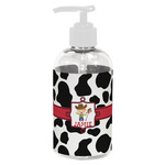 Cowprint w/Cowboy Plastic Soap / Lotion Dispenser (8 oz - Small - White) (Personalized)