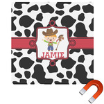 Cowprint w/Cowboy Square Car Magnet - 10" (Personalized)