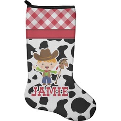 Cowprint w/Cowboy Holiday Stocking - Single-Sided - Neoprene (Personalized)