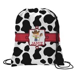 Cowprint w/Cowboy Drawstring Backpack - Medium (Personalized)