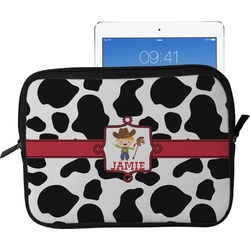 Cowprint w/Cowboy Tablet Case / Sleeve - Large (Personalized)