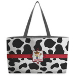 Cowprint w/Cowboy Beach Totes Bag - w/ Black Handles (Personalized)