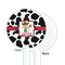 Cowprint w/Cowboy White Plastic 5.5" Stir Stick - Single Sided - Round - Front & Back