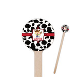 Cowprint w/Cowboy 6" Round Wooden Stir Sticks - Double Sided (Personalized)