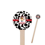 Cowprint w/Cowboy 7.5" Round Wooden Stir Sticks - Single Sided (Personalized)