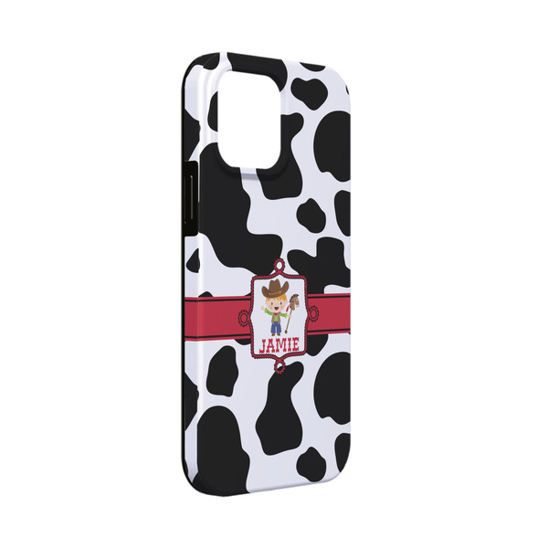 Custom Cowprint w/Cowboy iPhone Case - Rubber Lined - iPhone 13 Mini (Personalized)