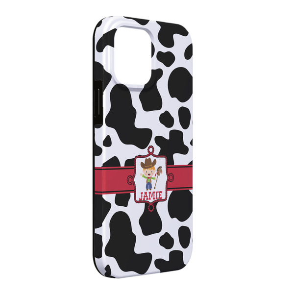 Custom Cowprint w/Cowboy iPhone Case - Rubber Lined - iPhone 13 Pro Max (Personalized)