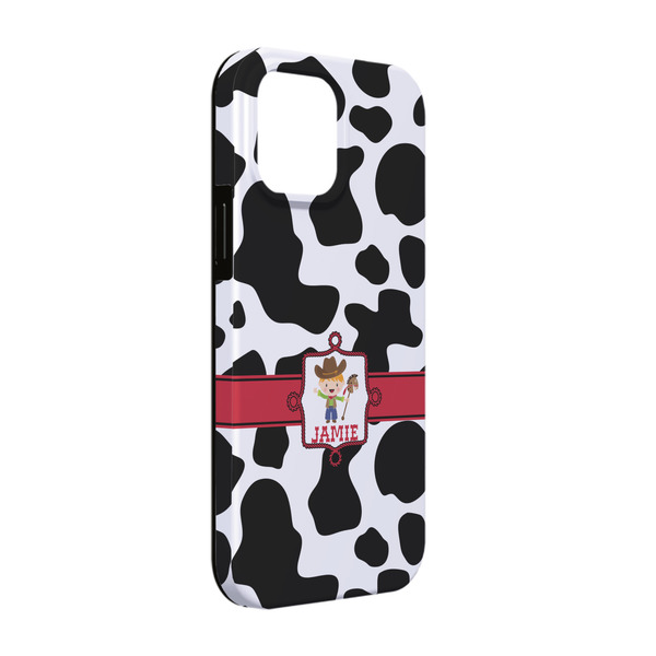 Custom Cowprint w/Cowboy iPhone Case - Rubber Lined - iPhone 13 Pro (Personalized)