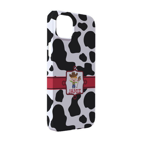 Custom Cowprint w/Cowboy iPhone Case - Plastic - iPhone 14 (Personalized)