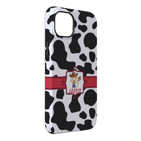 Custom Cowprint w/Cowboy iPhone Case - Rubber Lined - iPhone 14 Plus (Personalized)