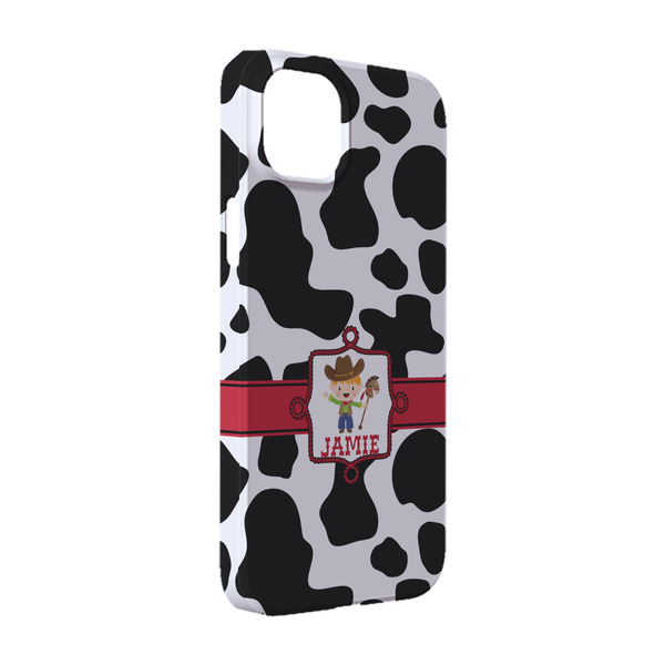 Custom Cowprint w/Cowboy iPhone Case - Plastic - iPhone 14 Pro (Personalized)