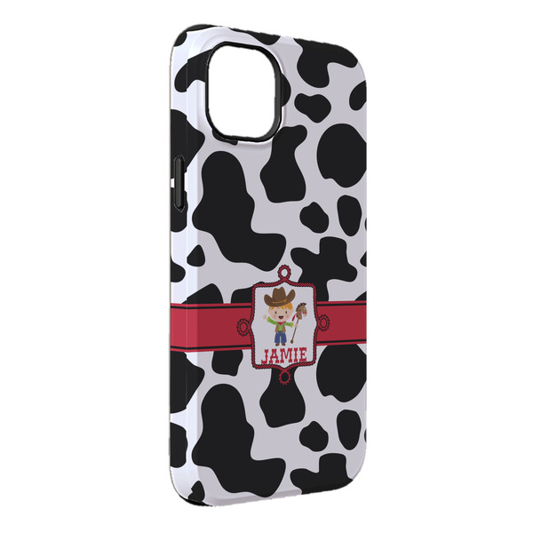 Custom Cowprint w/Cowboy iPhone Case - Rubber Lined - iPhone 14 Pro Max (Personalized)