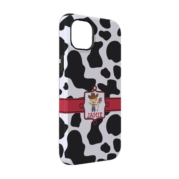 Custom Cowprint w/Cowboy iPhone Case - Rubber Lined - iPhone 14 (Personalized)