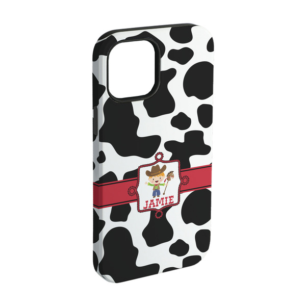 Custom Cowprint w/Cowboy iPhone Case - Rubber Lined - iPhone 15 Pro (Personalized)