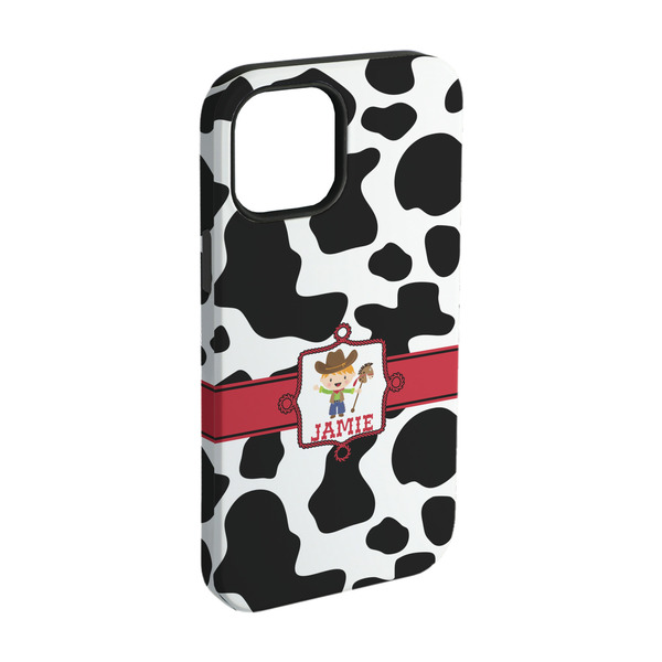 Custom Cowprint w/Cowboy iPhone Case - Rubber Lined - iPhone 15 (Personalized)