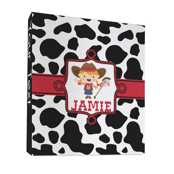 Custom Cowprint Cowgirl 3 Ring Binder - Full Wrap - 1" (Personalized)