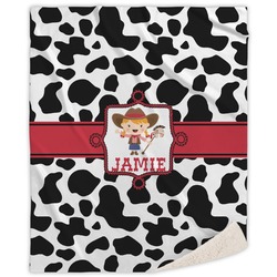 Cowprint Cowgirl Sherpa Throw Blanket - 60"x80" (Personalized)