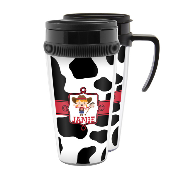 Custom Cowprint Cowgirl Acrylic Travel Mug (Personalized)