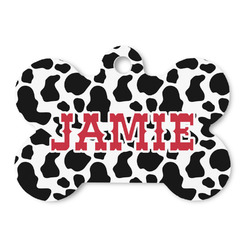 Cowprint Cowgirl Bone Shaped Dog ID Tag - Large (Personalized)