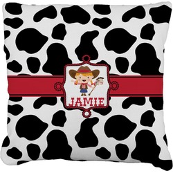 Cowprint Cowgirl Faux-Linen Throw Pillow 20" (Personalized)