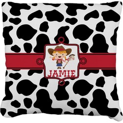 Cowprint Cowgirl Faux-Linen Throw Pillow (Personalized)