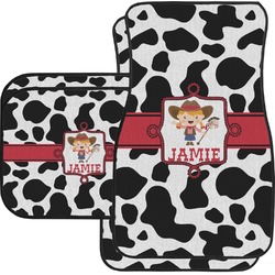 Cowprint Cowgirl Car Floor Mats Set - 2 Front & 2 Back (Personalized)
